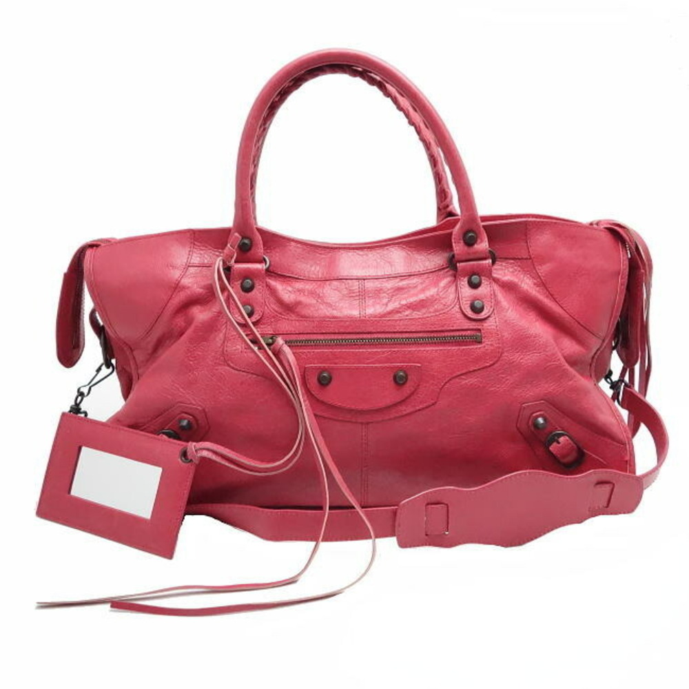 Balenciaga The Editors Bag Handbag Leather Pink Red